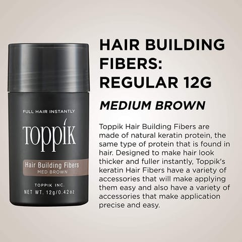 TOPPIK Hair Building Fibers, Light Brown - 12g