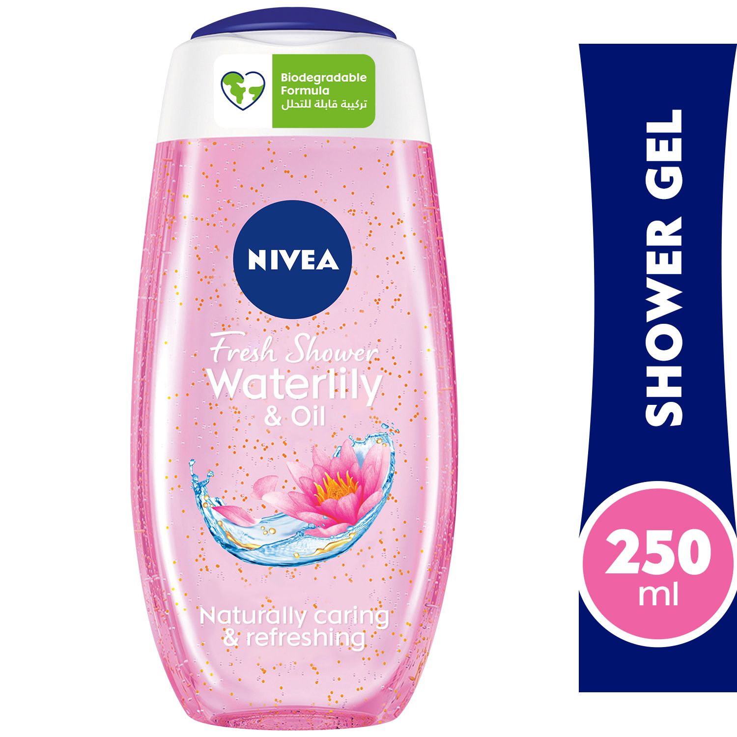 Shower Gel Body Wash, Waterlily & Oil with Caring Oil Pearls and Waterlily Scent, 250ml