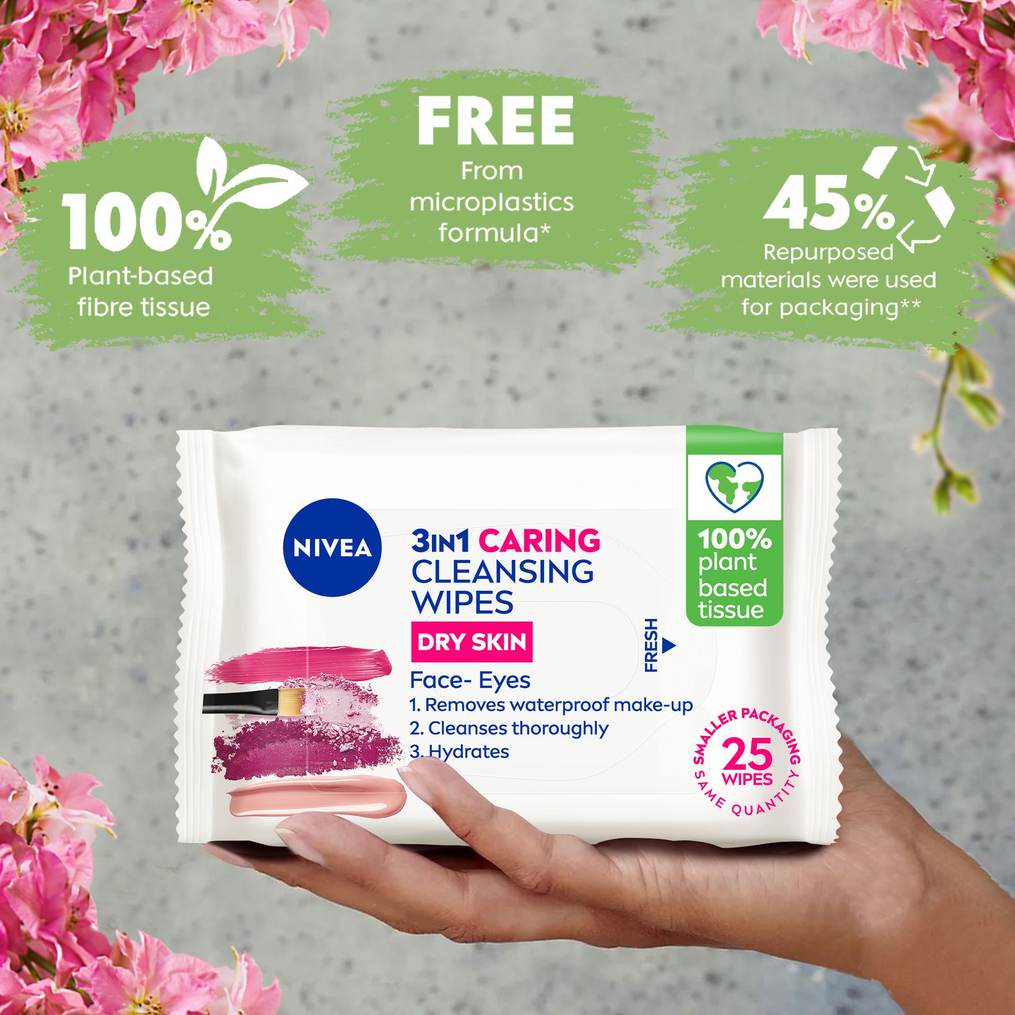 NIVEA 3 in 1 Gentle Cleansing Wipes - 25 pcs