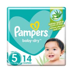Pampers Rash Protection Taped Diapers, Size 5 (11-16Kg) 14Pc