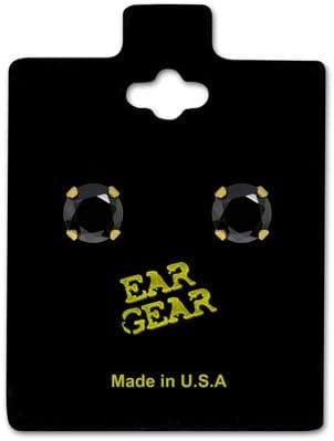 Ear Gear Gold 765 Black Zirconia Stone