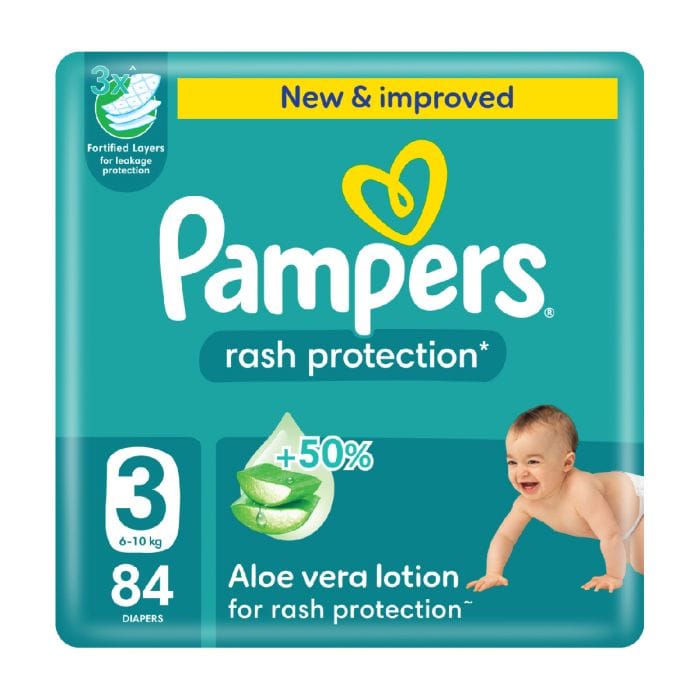 Pampers Rash Protection Taped Diapers, Size 3 (6-10Kg) 84Pc