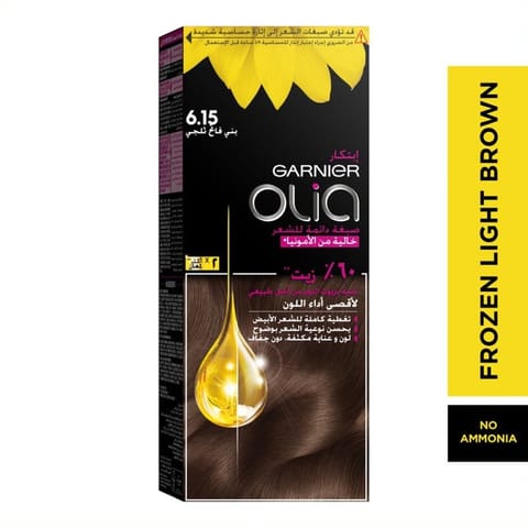 Olia, 6.15 Frozen Light Brown, No Ammonia Permanent Haircolor, with 60% Oils