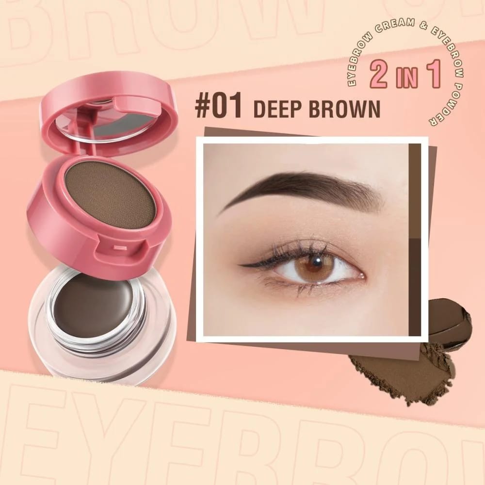 Pink Flash gel and eyebrow powder 01 Deep Brown