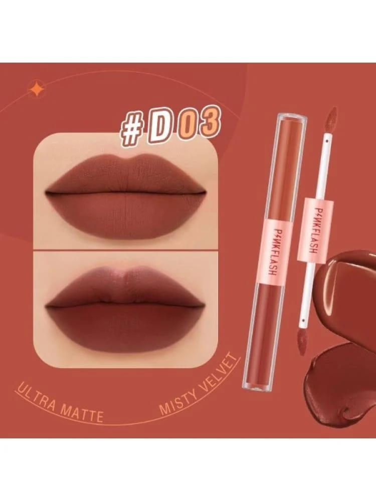 بينك فلاش ملمع شفاه مزدوج لامع طويل الثبات D03