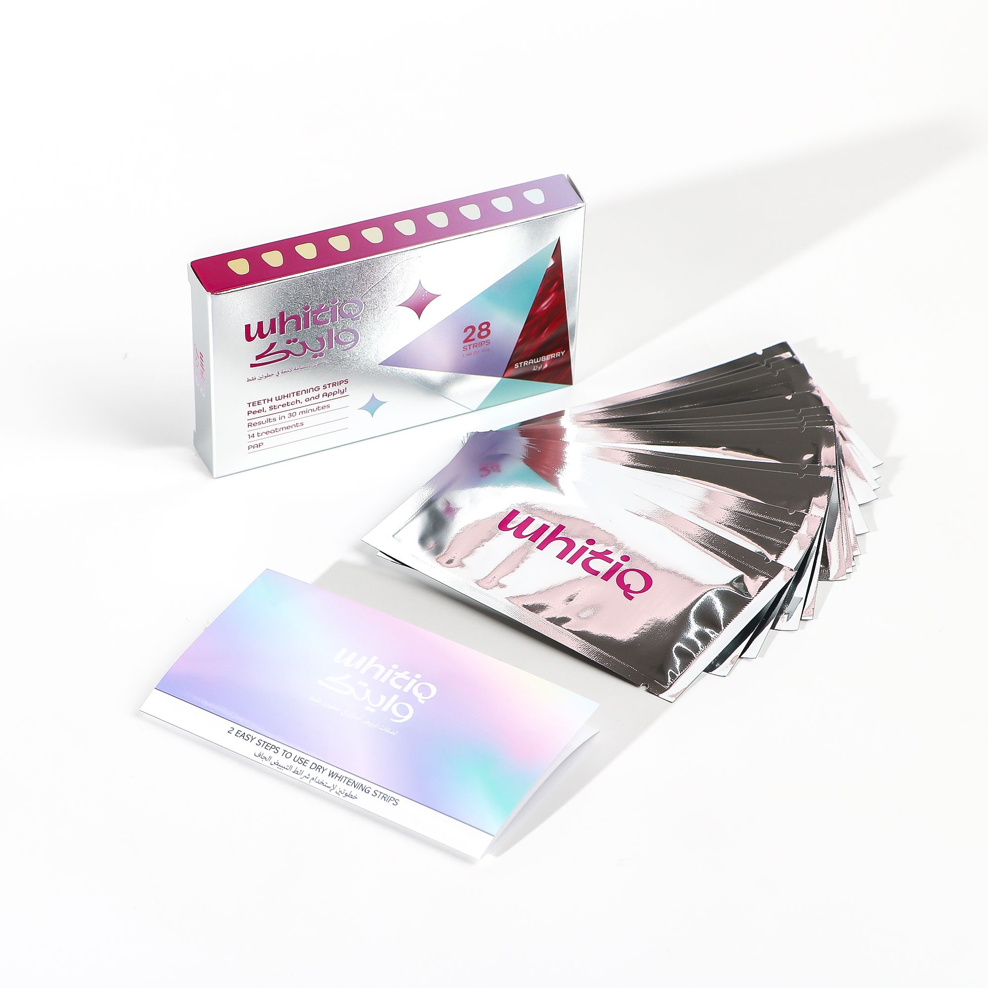 WHITIQ PAP dry teeth whitening strips - Strawberries